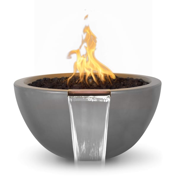 The Outdoor Plus 30 Round Luna Fire, Water Bowl, GFRC Concrete, Natural Gray, Liquid Propane OPT-LUNFW30E12V-NGY-LP - main